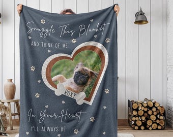Personalized Dog Memorial Photo Blanket Gift, Dog Loss Pet Memory Gifts, Pet Loss Keepsake Remembrance Gift For Dog Mom Dad Bereavement Gift