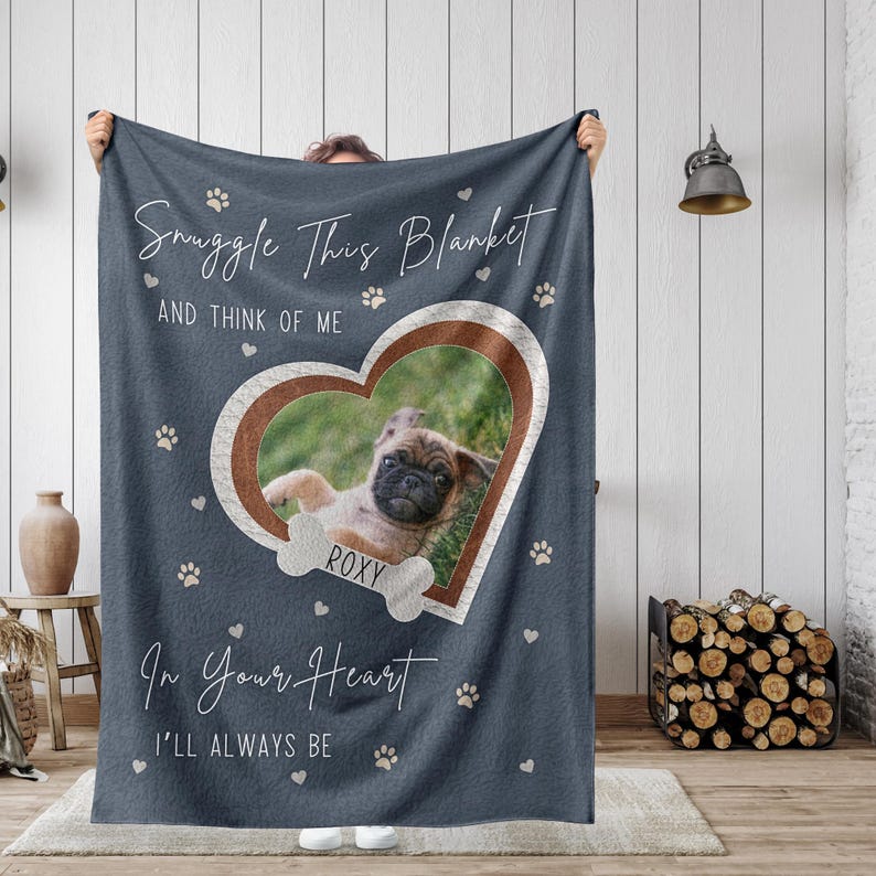 Personalized Dog Memorial Photo Blanket Gift, Dog Loss Pet Memory Gifts ...