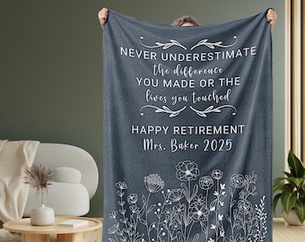 Personalized Retirement Blanket Gift, Custom Retirement Gift For Boss Co Worker, Officially Retired Gift For Her, Teacher Retirement Nurse