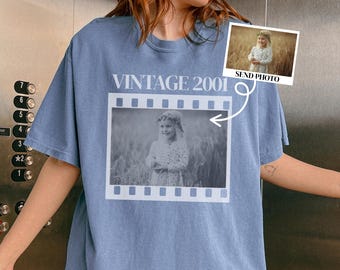Personalized Comfort Colors Vintage Photo And Year Shirt, Custom Photo Birthday Shirt, Vintage 30th Birthday Shirt, 40th Birthday Sweatshirt