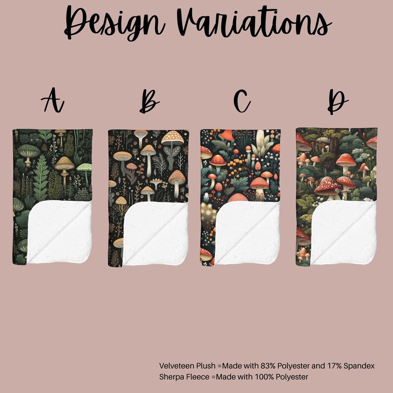 Mushroom Blanket, Cottagecore Mushroom Blanket, Mushroom Gift