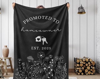 Custom New Homeowner Housewarming Gift Blanket, First Home Gift For Couple, New Home Closing Day Gift From Parents Realtor Real Estate Gift