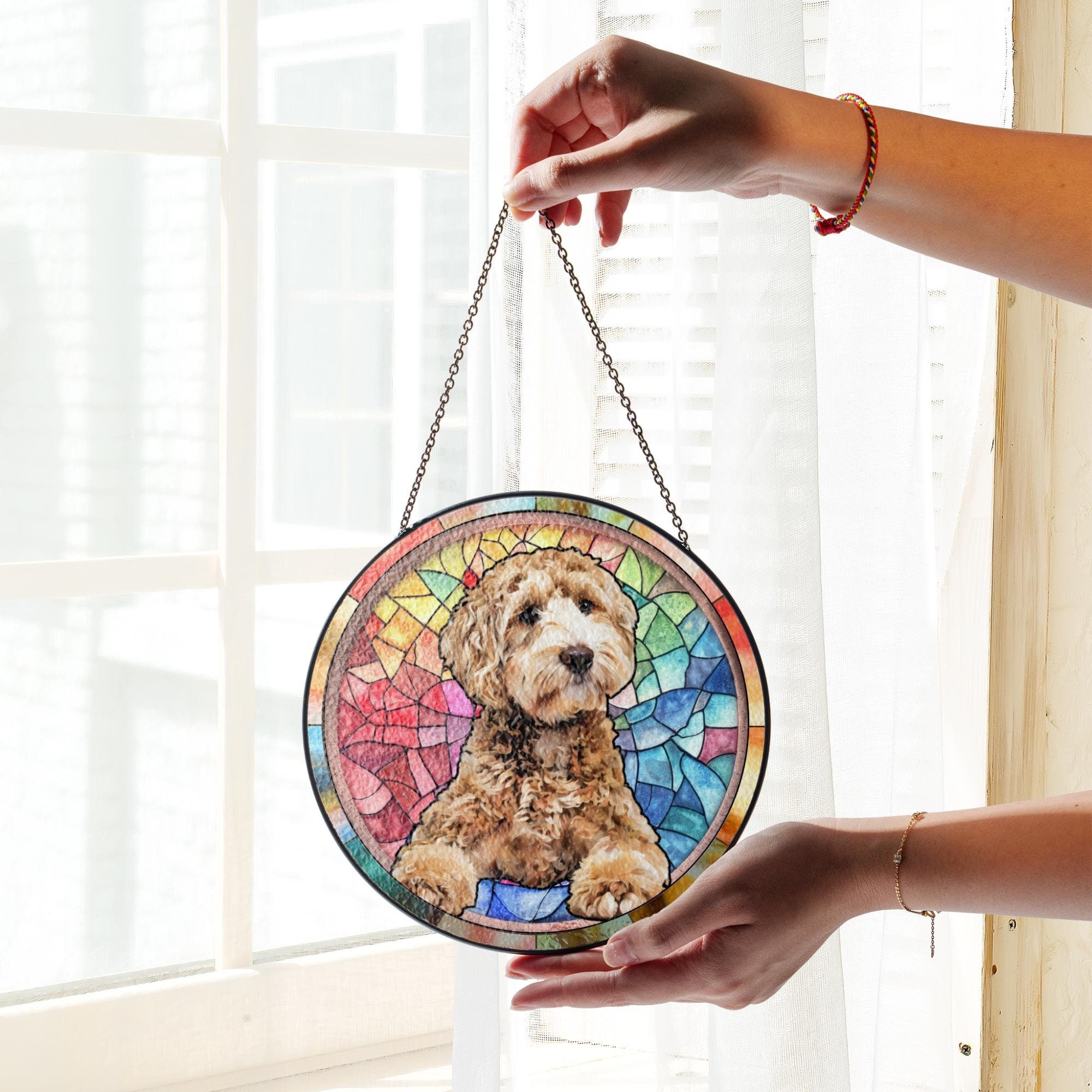 Personalized Dog Portrait Picture Window Hanging Suncatcher, Dog Lover Gift, Gifts For Pet Lover, Cute Dog Photo, Dog Stained Glass Gifts