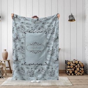 College Gifts Toile De Jouy Blanket, Back To College Dorm Decor, College Freshman Dorm Essentials, Custom University Sorority Back To School