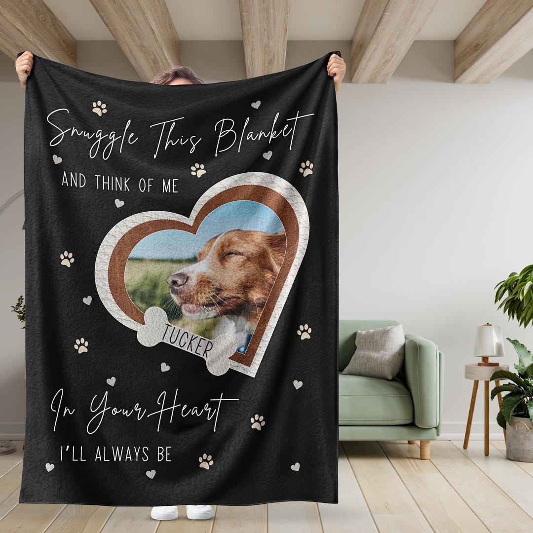 Personalized Dog Memorial Photo Blanket Gift, Dog Loss Pet Memory Gifts ...