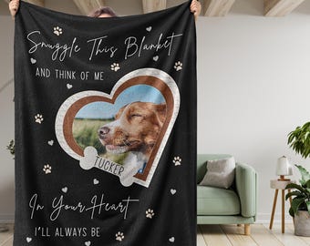 Personalized Dog Memorial Photo Blanket Gift, Dog Loss Pet Memory Gifts, Pet Loss Keepsake Remembrance Gift For Dog Mom Dad Bereavement Gift