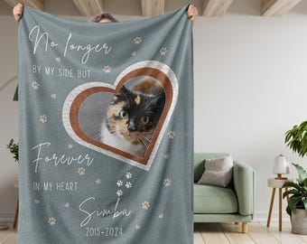 Custom Cat Memorial Photo Blanket, Pet Memory Gifts, Cat Loss Gift, Pet Loss Keepsake, Gift For Cat Mom, Cat Dad Bereavement Remembrance