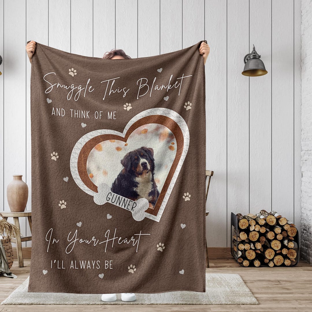 Personalized Dog Memorial Photo Blanket Gift, Dog Loss Pet Memory Gifts ...