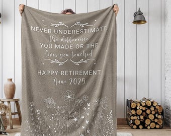 Personalized Retirement Blanket Gift, Custom Retirement Gift For Boss Co Worker, Officially Retired Gift For Her, Teacher Retirement Nurse