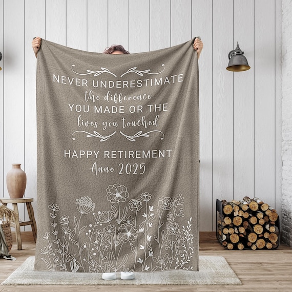 Personalized Retirement Blanket Gift, Custom Retirement Gift For Boss Co Worker, Officially Retired Gift For Her, Teacher Retirement Nurse