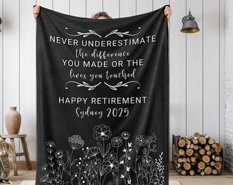 Personalized Retirement Blanket Gift, Custom Retirement Gift For Boss Co Worker, Officially Retired Gift For Her, Teacher Retirement Nurse