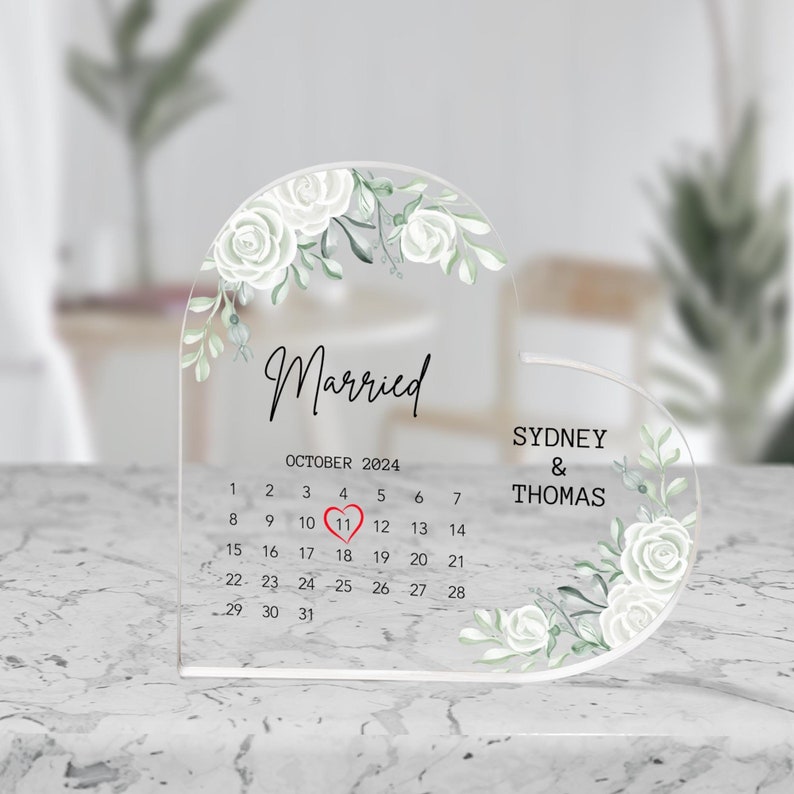 Personalized Wedding Gift, Married Calendar Acrylic Plaque, Wedding Gift For Couple, Married Plaque Gift For Couple, Wedding Keepsake Gift