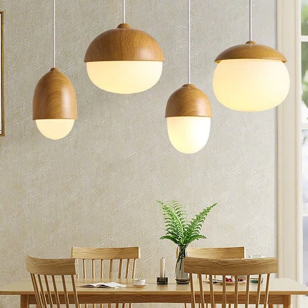 Nordic Wood Grain Pendant Light, Wooden Ceiling Light, Wood Pendant Light,Hanging Dining Lamp, Hanging Light Fixture, Wooden Pendant Light