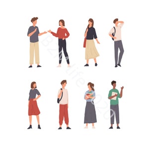 Cartoon Character Illustration, People Clipart, digital clipart, cartoon people, character clipart, woman, man clipart, EPS Files