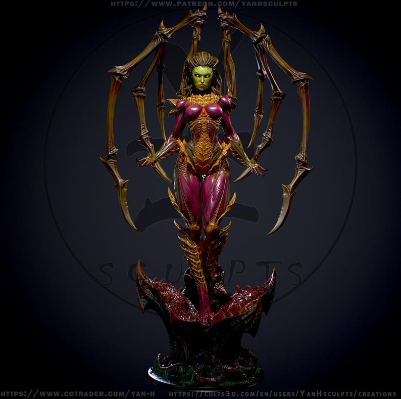 Alien Swarm Queen Custom 3D Printed Resin Statue Sci Fi Monster Figure ...