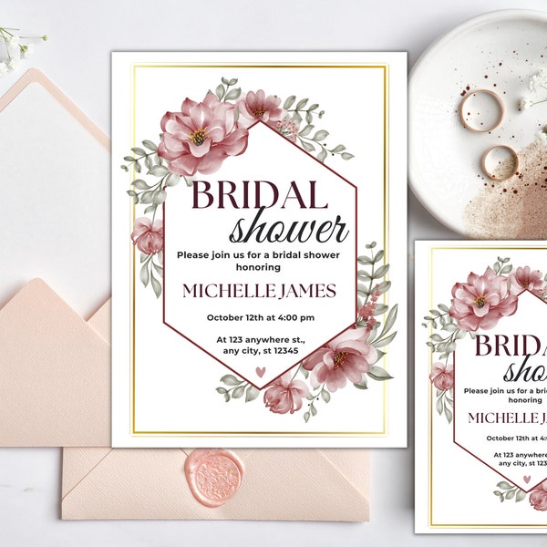 Elegant Bridal Shower Invitations | Digital Printable Templates | Instant Download Stylish and Sophisticated Designs, Instant Download