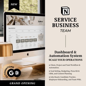 Notion Template Business Dashboard - Service Business Bundle for Teams - Client Onboarding Planner Task Manager CRM Notion Template 2024