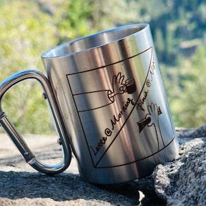 Crux Cup Carabiner Mug – Stainless Steel Camping Coffee Mug, Outdoor Adventure Gift for Climbers, Hikers, Vanlife & Backpacking