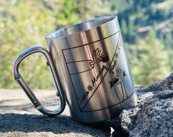 Carabiner Handle Camping Mug: Stainless Steel Climber Gift