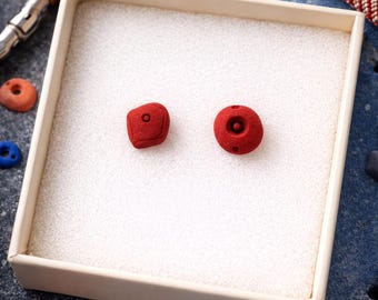 Handmade Climbing Hold Stud Earrings – Valentine's Red Climber Jewelry
