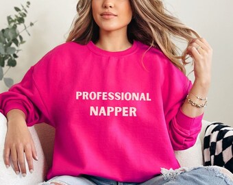 Sleep Lover Unisex Sweatshirt, Professional Napper Sweater, Cozy Crewneck, Personalized Gift, Lounge Wear, Sleepwear, Nap Shirt