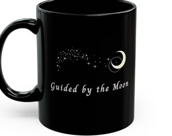 Moon and Stars Black Ceramic Mug: Gift for Moon Lover