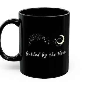 Moon and Stars Black Ceramic Mug: Gift for Moon Lover