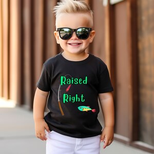 Toddler Fishing T-Shirt: &quot;Raised Right&quot; Cotton Tee