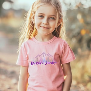 Youth Nature T-Shirt, Girls Colorful Mountain T-shirt, Youth Nature Tee, Outdoorsy Girl Shirt, Love Nature T Shirt For Girls