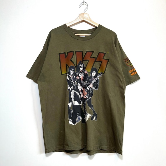 偉大な T-shirt Green Kiss 90s Vintage Size Fan Member Official XL トップス
