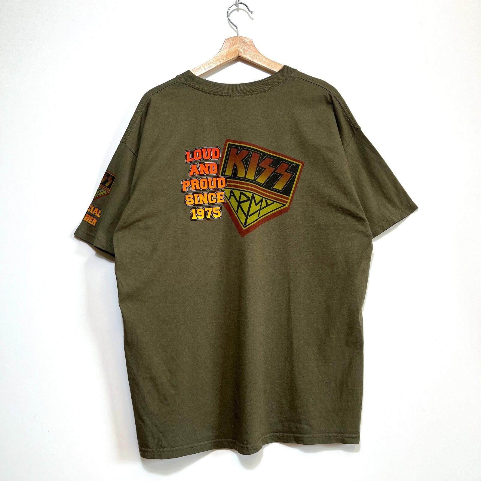 品質は非常に良い Kiss 90s Vintage Green Fan Member Official XL Size T-shirt トップス