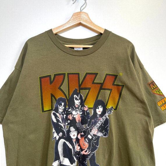 Vintage 90s Kiss Green T-shirt Size XL Official Member Fan