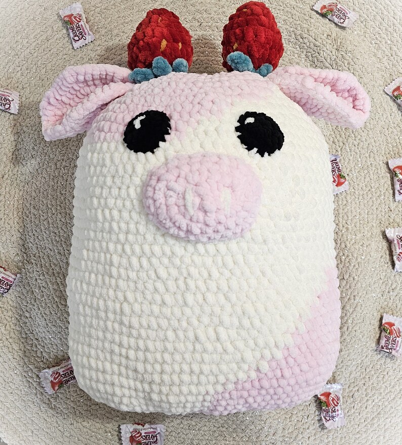 Crochet Strawberry Cow Squishmallow Etsy