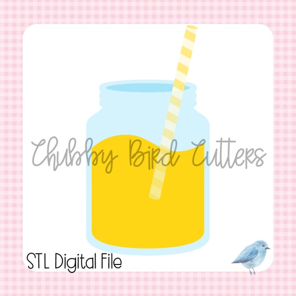 Mason Jar with Straw Cookie Cutter STL Digital File