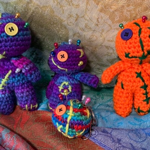 Crocheted Hoodoo Voodoo Poppett Spellwork Stress Relief Dolls - Handmade, Comes With 5 Pins