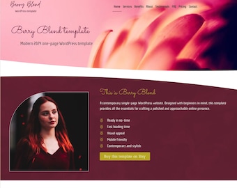 One Page WordPress theme Berry Blend | Build with Elementor Pro | Responsive Website template