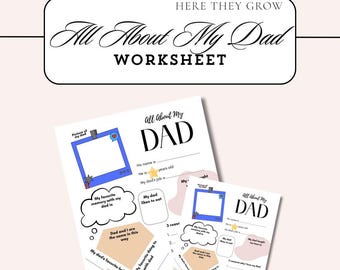 All About My Dad Worksheet | Father's Day Keepsake (Digital Download)