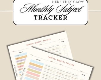 Monthly Subject Tracker for Kids