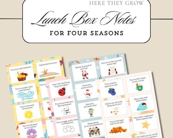 Printable Lunch Box Notes for Kids: 24 Seasonal Cards