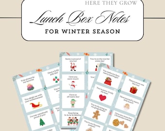 Kids Winter Lunch Box Notes, 24 Printable Cards (Digital Download)