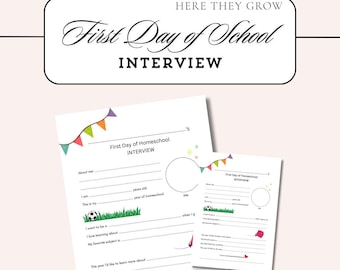 First Day of Homeschool Interview: Kids Printable Worksheet (A4 Portrait Size)