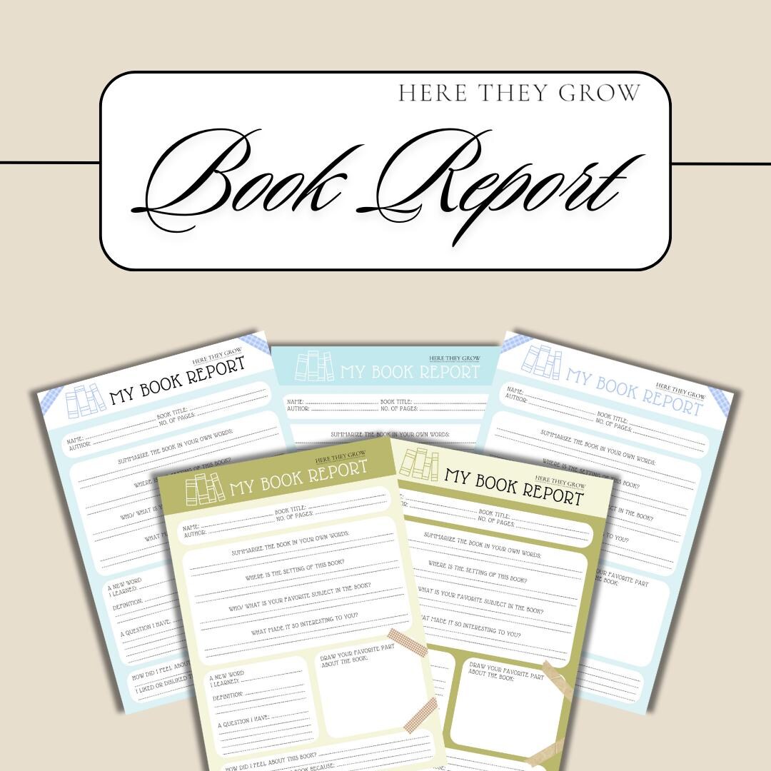 Printable Kids Homeschool Book Report Worksheet Template - Etsy