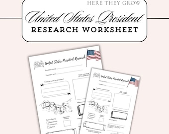 US Presidents Research Worksheet: Printable History Activity (PDF)