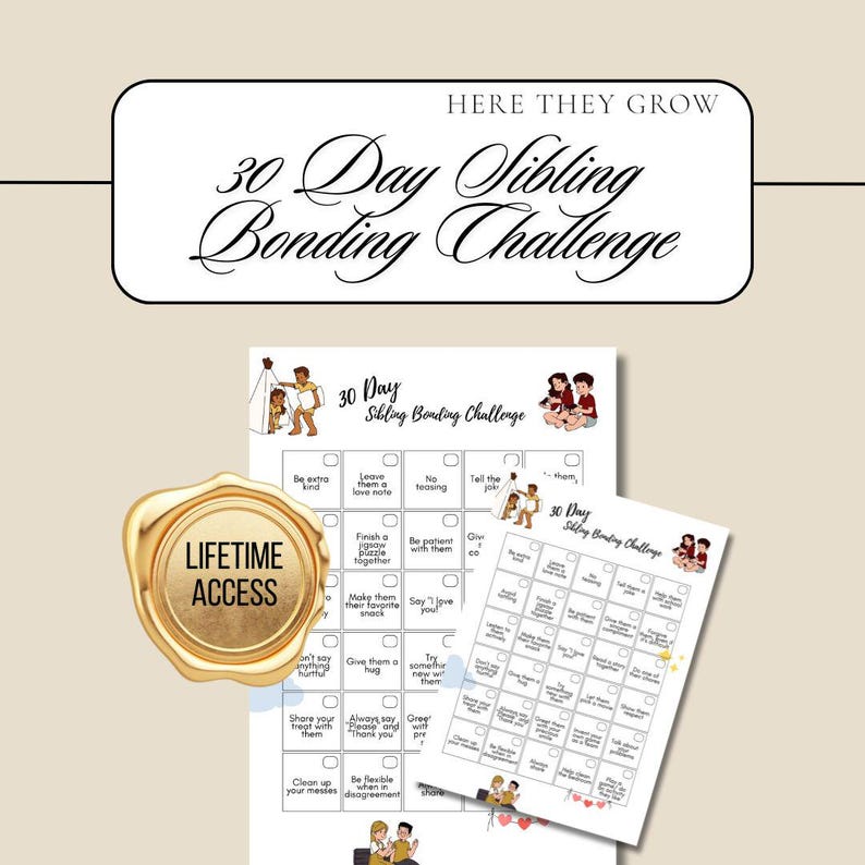 30-day Sibling Bonding Challenge: Positive Parenting Tool (A4 Portrait ...