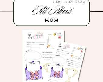 All About Mom Printable | Kid's Mother's Day Gift (PDF)