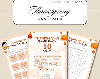 Thanksgiving Games Bundle: Family Fun, Trivia, Puzzles (Printable)