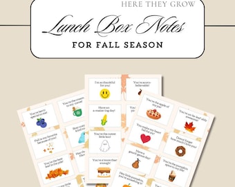 Printable Lunch Box Notes for Kids: 24 Fall Season Cards