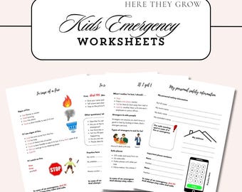Kids Emergency Worksheets | 4-Page Printable Safety Pack