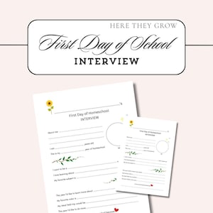 First Day of Homeschool Interview | Printable Keepsake Worksheet | Homeschool Interview | Back to School Materials | Kids Interview Sheet