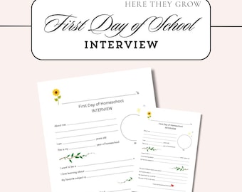 First Day of Homeschool Interview: Printable Keepsake Worksheet